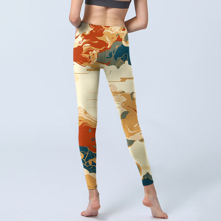Leggings fitness con stampa di nuvole colorate Buddha Stones, pantaloni da yoga da donna - image 6