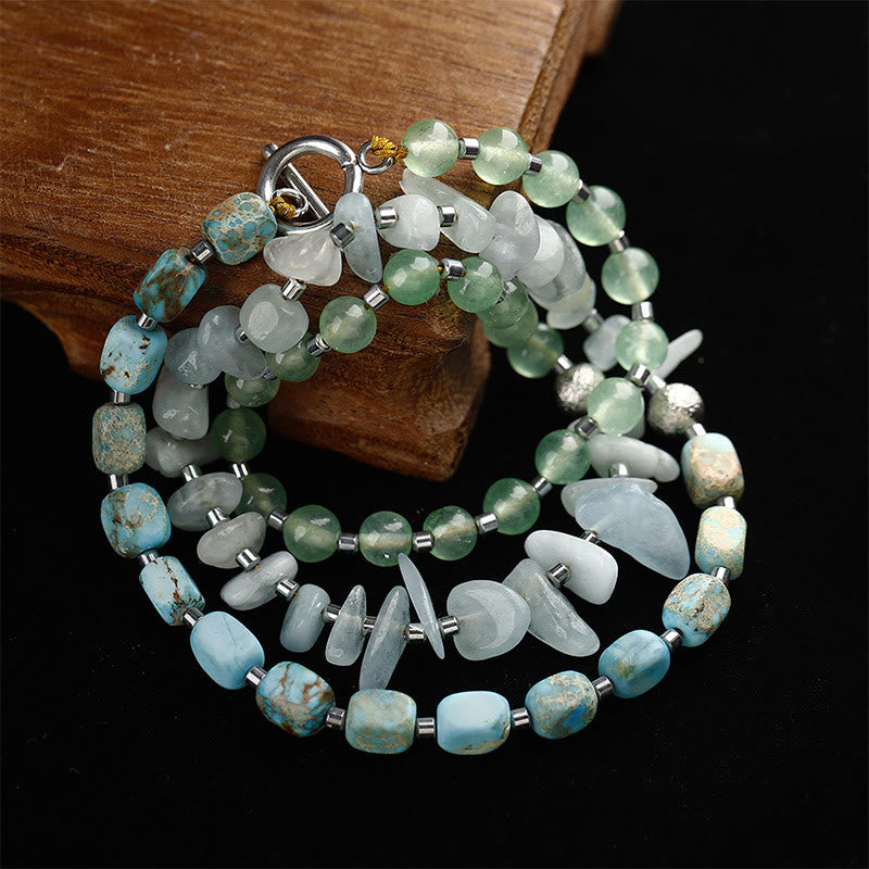 Braccialetto triplo giro della felicità in pietra verde dell'imperatore Buddha Stones Green Aventurina Green