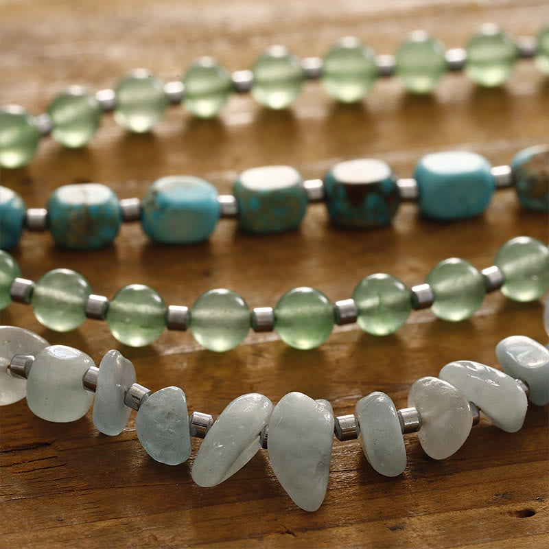 Braccialetto triplo giro della felicità in pietra verde dell'imperatore Buddha Stones Green Aventurina Green
