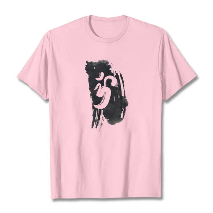 Maglietta in cotone con sfondo inchiostro Buddha Stones OM - Rosa chiaro - 2XL - image 28