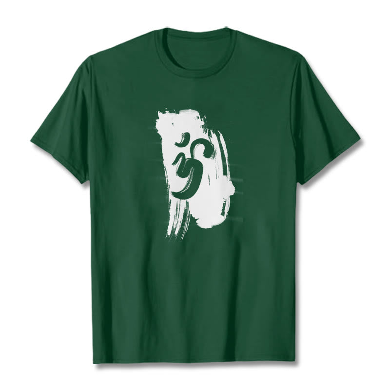 Maglietta in cotone con sfondo inchiostro Buddha Stones OM - Verde studentesco - 2XL - image 14