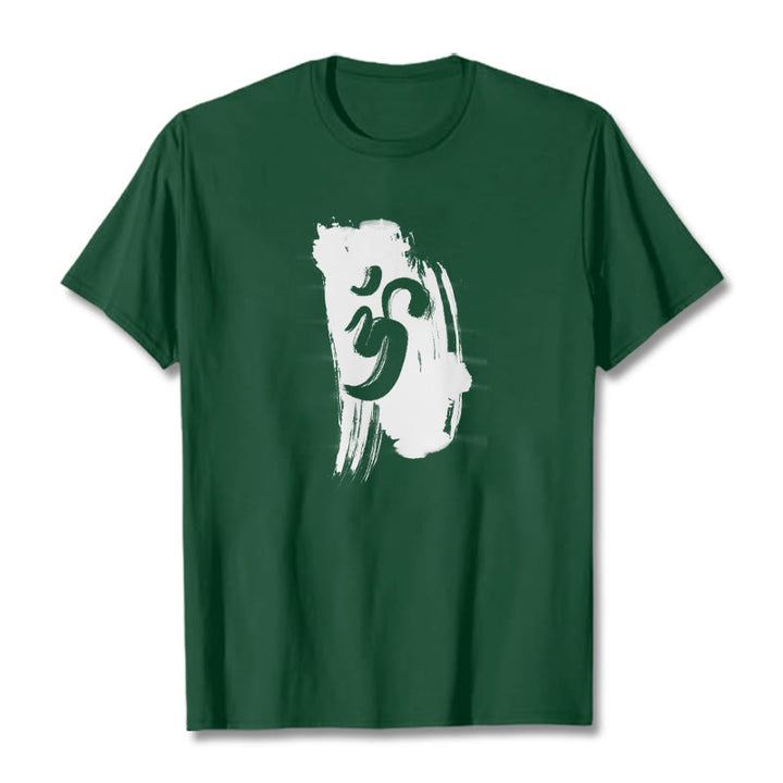 Maglietta in cotone con sfondo inchiostro Buddha Stones OM - Verde studentesco - 2XL - image 14