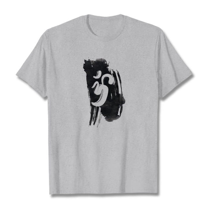 Maglietta in cotone con sfondo inchiostro Buddha Stones OM - Grigio chiaro - 2XL - image 36