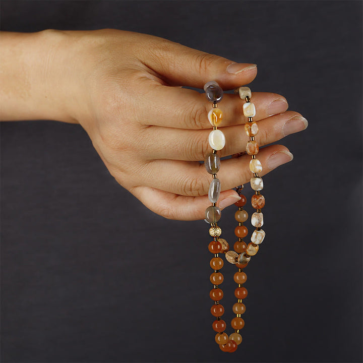 Buddha Stones Agata del Botswana Agata rossa Pietra dell'imperatore Bracciale triplo giro Creatività
