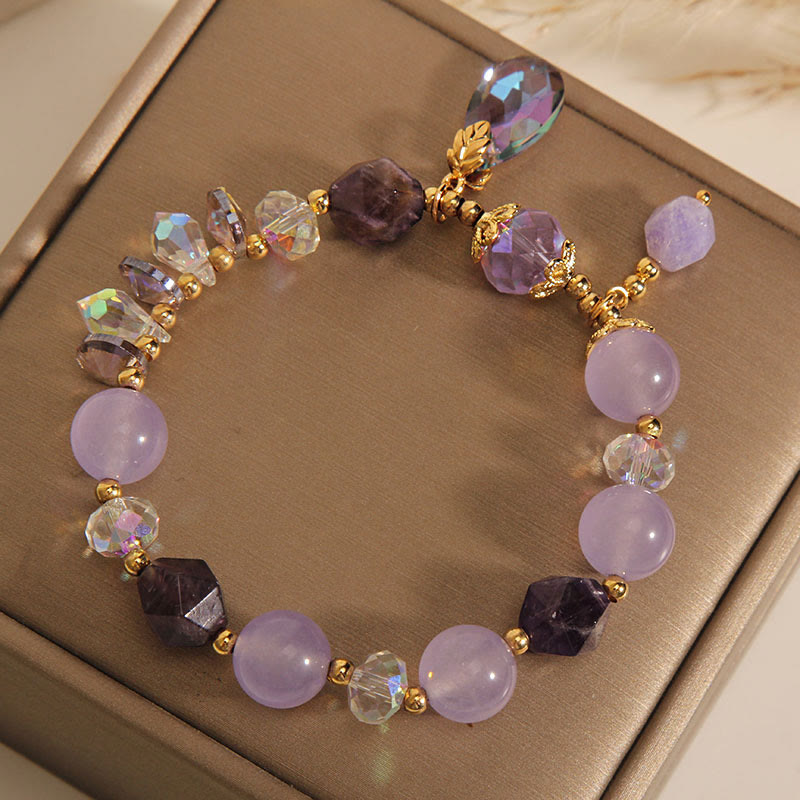 Bracciale da meditazione con goccia di cristallo bianco ametista Buddha Stones