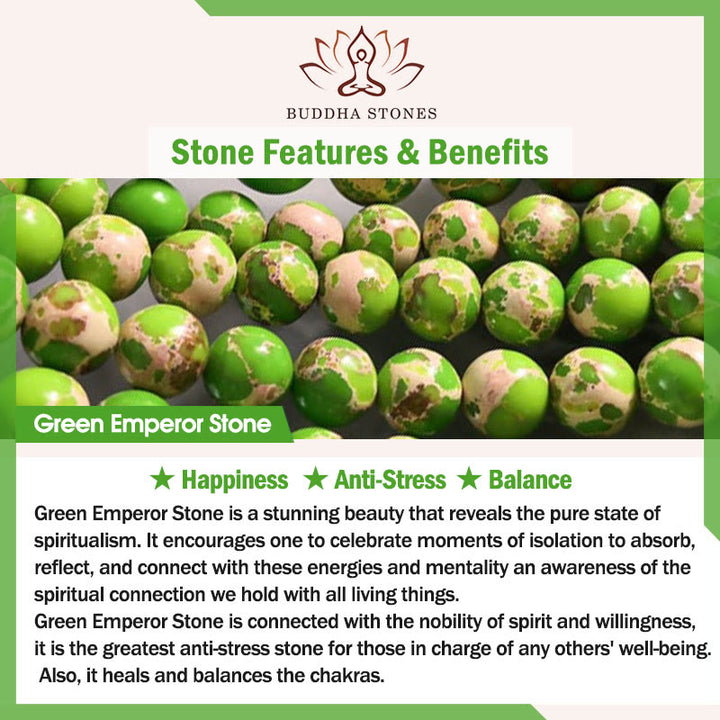 Braccialetto triplo giro della felicità in pietra verde dell'imperatore Buddha Stones Green Aventurina Green