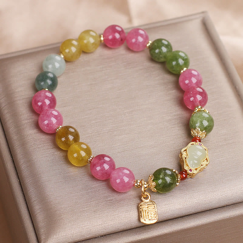 Braccialetto Buddha Stones Tormalina Fu Character Love