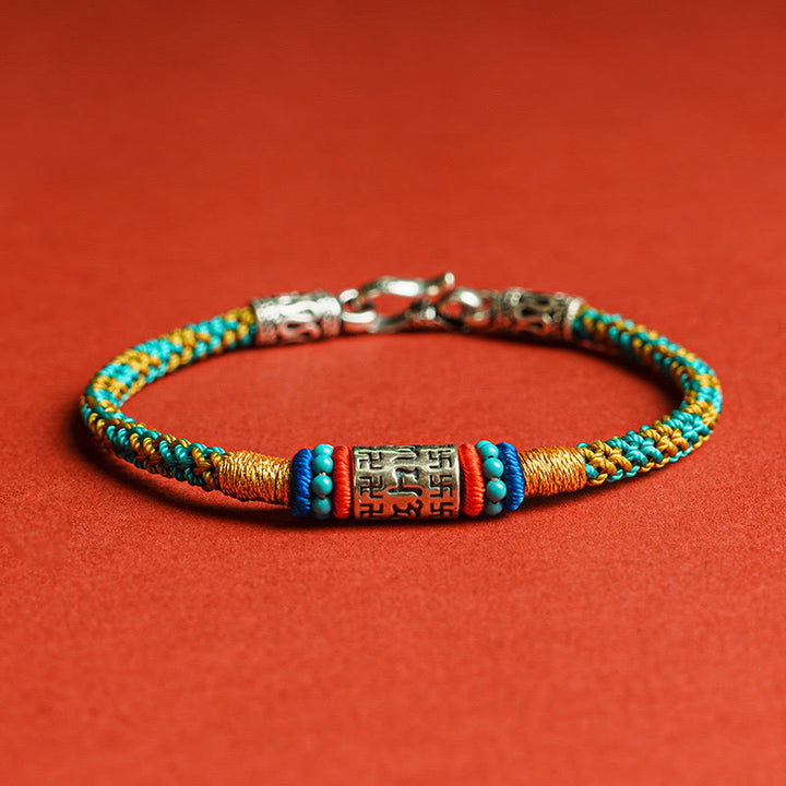Braccialetto Buddha Stones Colorful String Six True Words 925 Silver Focus - Argento Sterling 925 - 19 centimetri - image 0