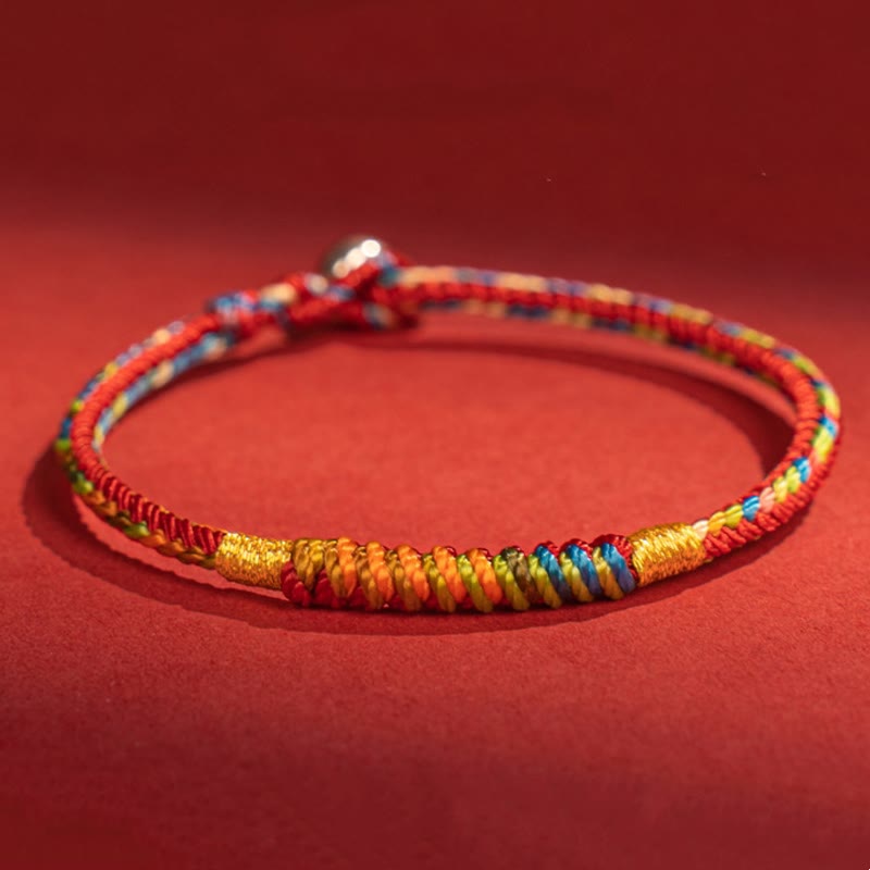 Braccialetto di protezione con fibbia in argento sterling 925 con corda rossa multicolore in lega Buddha Stones - Fibbia in argento sterling 925 - 19 centimetri - image 0