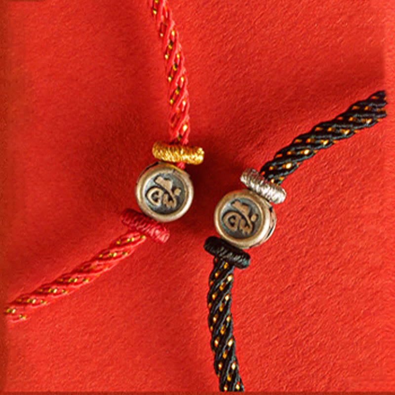 Braccialetto della fede con carattere Fu in argento sterling 925 Buddha Stones intrecciate - image 11