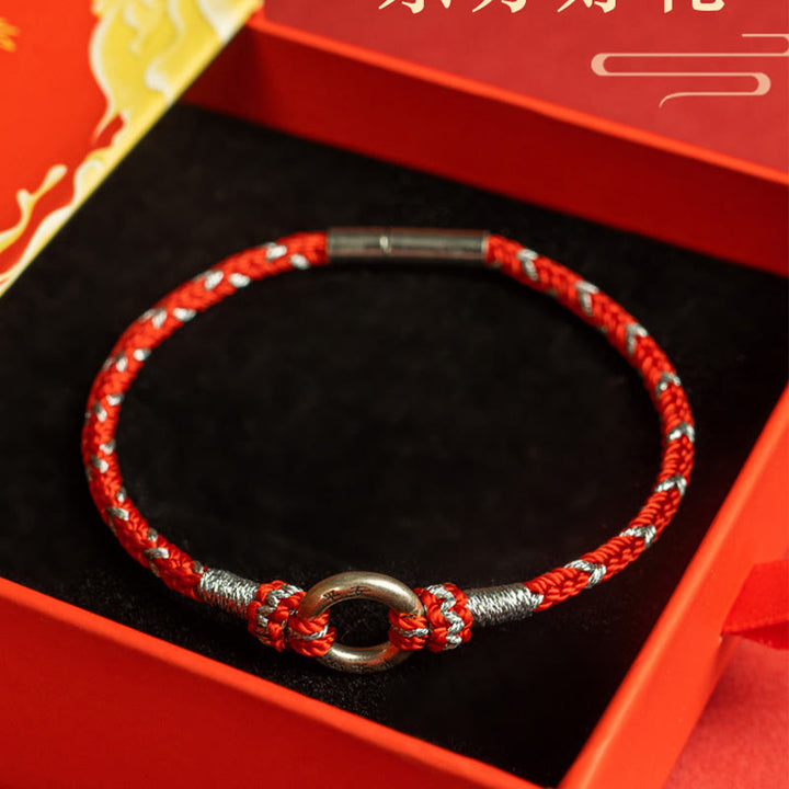 Bracciale portafortuna in argento sterling 925 con cordino rosso Buddha Stones - image 12