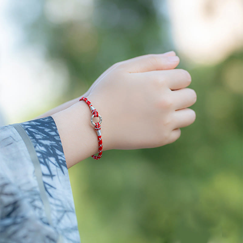 Bracciale portafortuna in argento sterling 925 con cordino rosso Buddha Stones - image 9