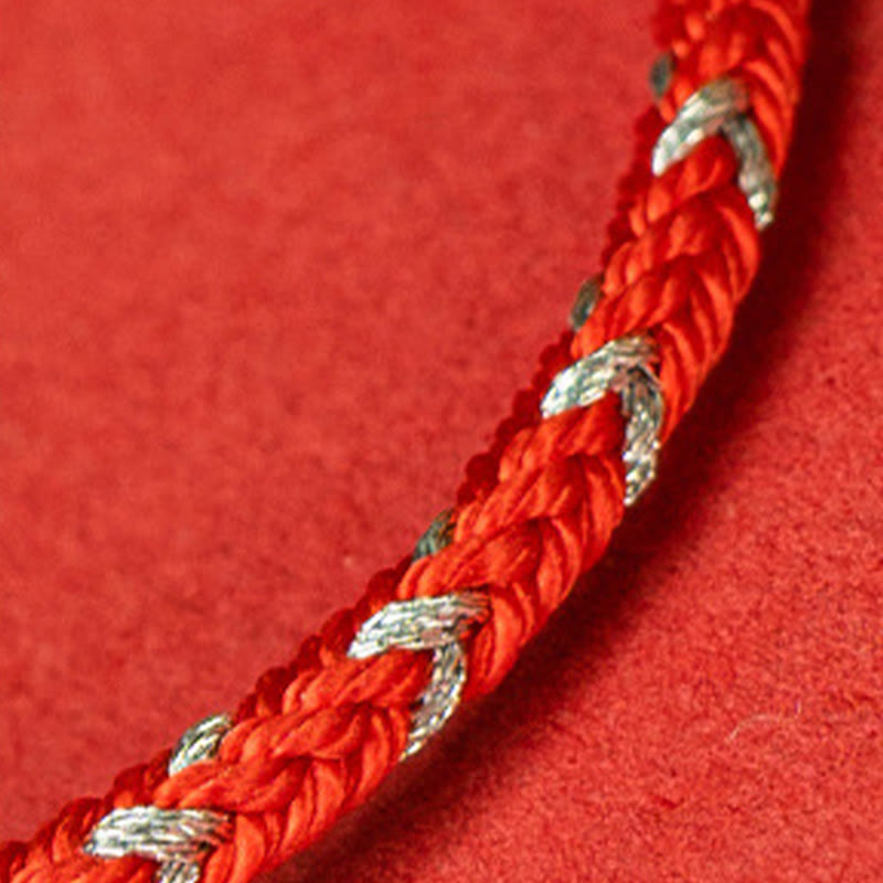 Bracciale portafortuna in argento sterling 925 con cordino rosso Buddha Stones - image 4