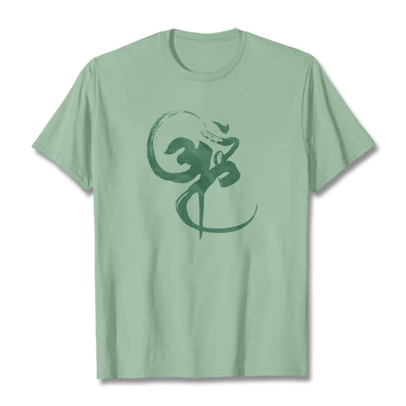 Maglietta in cotone con motivo Buddha Stones Om - Verde pallido - 2XL - image 32