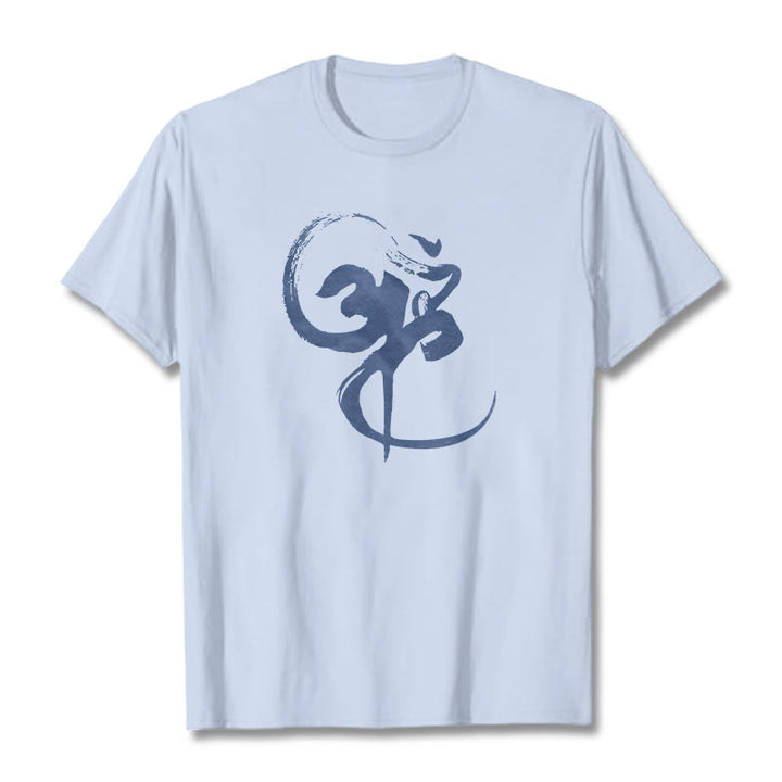 Maglietta in cotone con motivo Buddha Stones Om - Ciano chiaro - 2XL - image 18