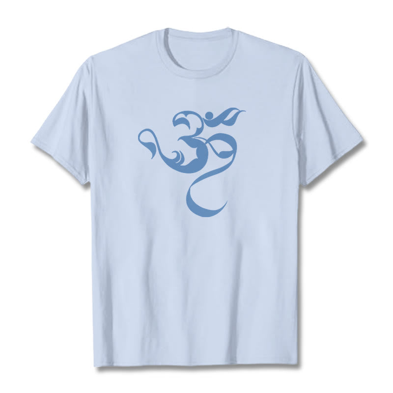 Maglietta in cotone con motivo Buddha Stones Om Figure - Ciano chiaro - 2XL - image 18