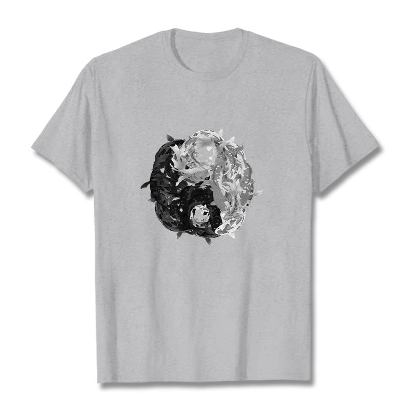 Maglietta in cotone con combinazione di Buddha Stones Yin Yang Koi Fish - image 21