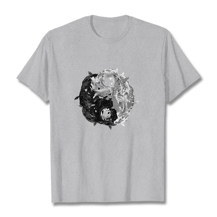 Maglietta in cotone con combinazione di Buddha Stones Yin Yang Koi Fish - image 21