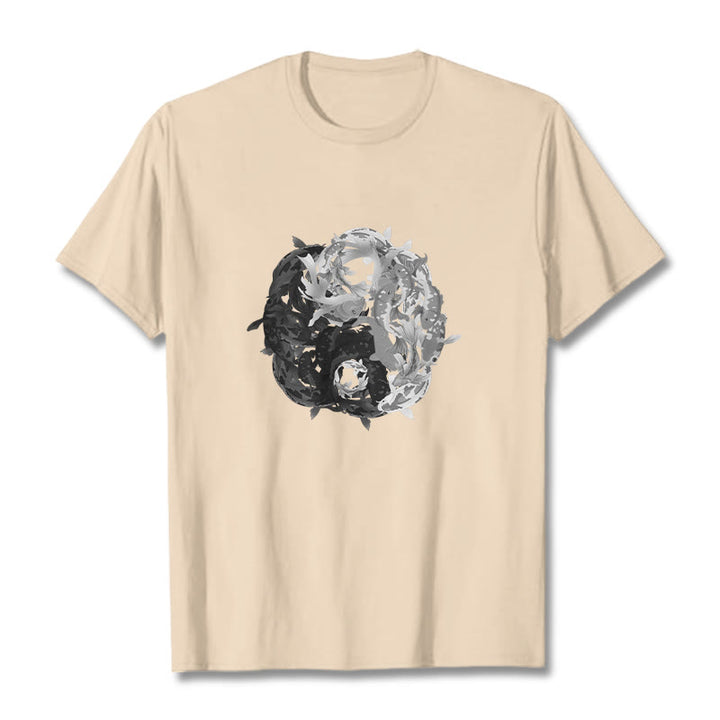 Maglietta in cotone con combinazione di Buddha Stones Yin Yang Koi Fish - Biscotto - 2XL - image 22