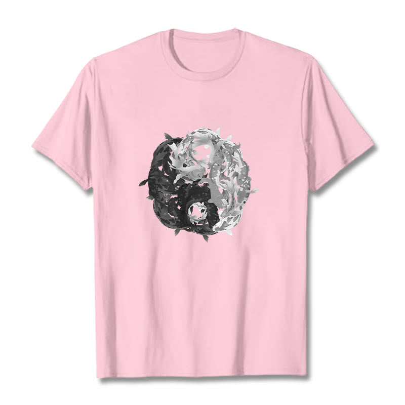 Maglietta in cotone con combinazione di Buddha Stones Yin Yang Koi Fish - image 37