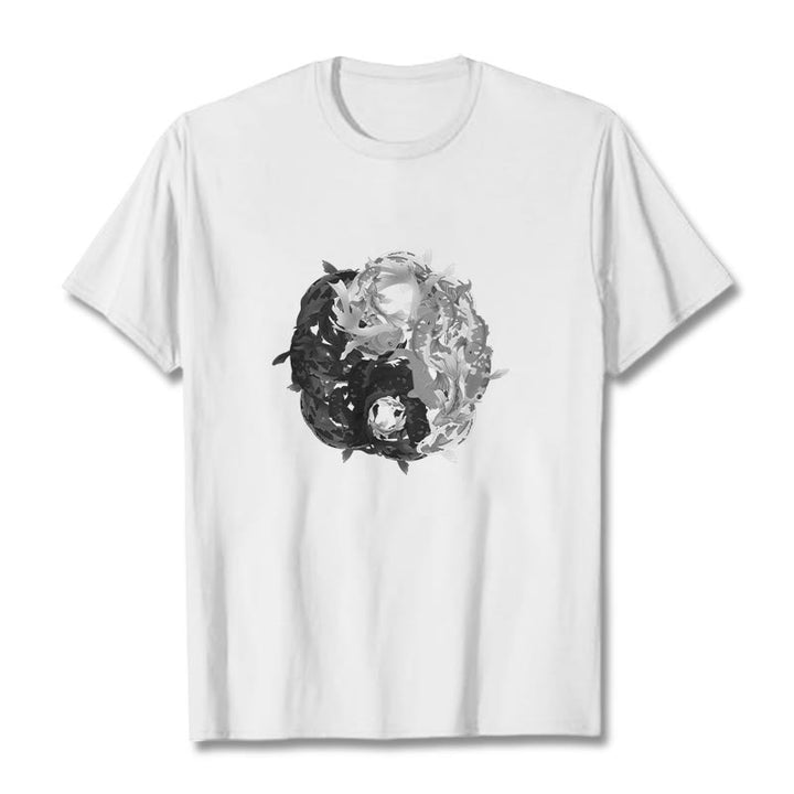 Maglietta in cotone con combinazione di Buddha Stones Yin Yang Koi Fish - Bianco - 2XL - image 0