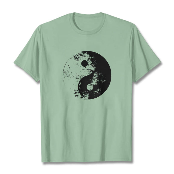 Maglietta in cotone con motivo Buddha Stones Yin Yang Tai Chi - Verde pallido - 2XL - image 26