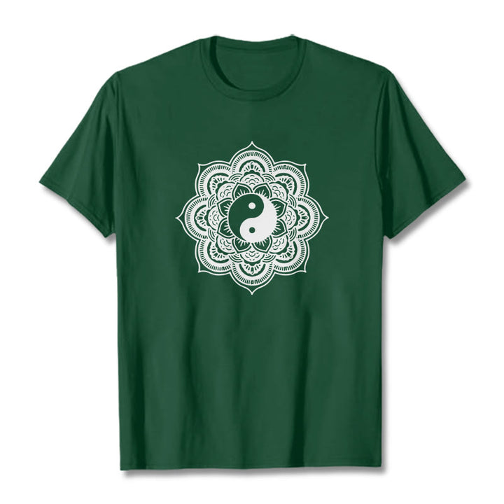 Maglietta in cotone con Buddha Stones Mandala Yin Yang - Verde studentesco - 2XL - image 14