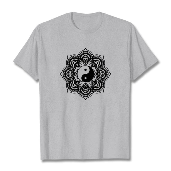 Maglietta in cotone con Buddha Stones Mandala Yin Yang - Grigio chiaro - 2XL - image 32