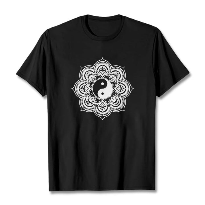 Maglietta in cotone con Buddha Stones Mandala Yin Yang - Nero - 2XL - image 6