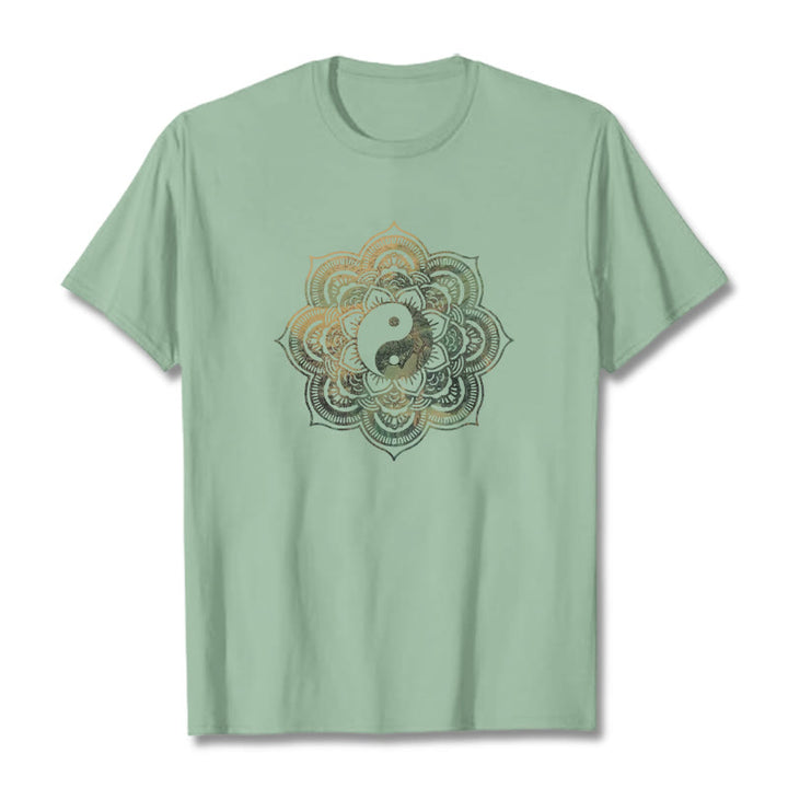 Maglietta in cotone con Buddha Stones Mandala Yin Yang - Verde pallido - 2XL - image 18