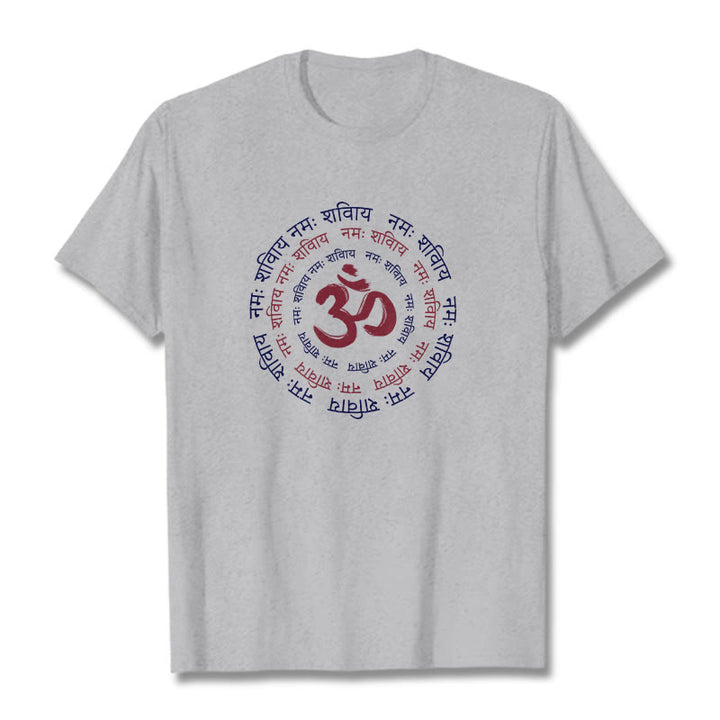 Maglietta in cotone con carattere mantra OM Buddha Stones Sanscrito - Grigio chiaro - 2XL - image 20