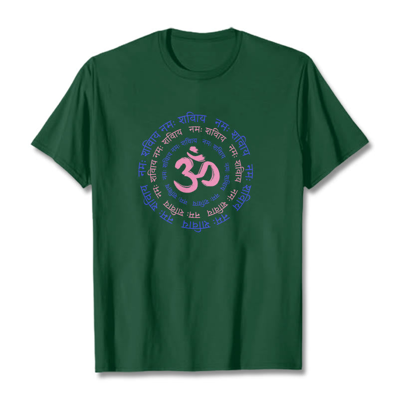 Maglietta in cotone con carattere mantra OM Buddha Stones Sanscrito - Verde studentesco - 2XL - image 34