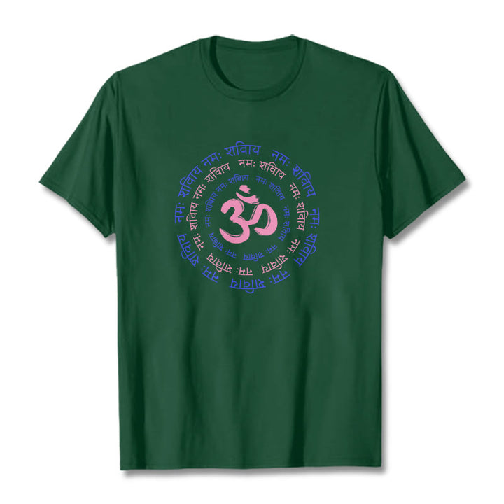 Maglietta in cotone con carattere mantra OM Buddha Stones Sanscrito - Verde studentesco - 2XL - image 34