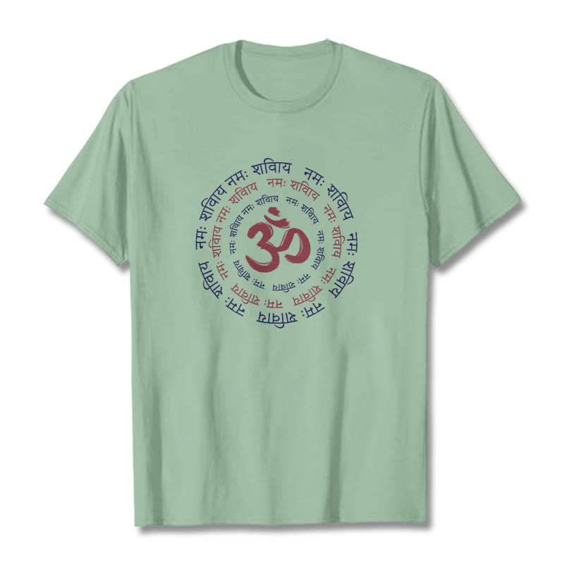 Maglietta in cotone con carattere mantra OM Buddha Stones Sanscrito - Verde pallido - 2XL - image 30