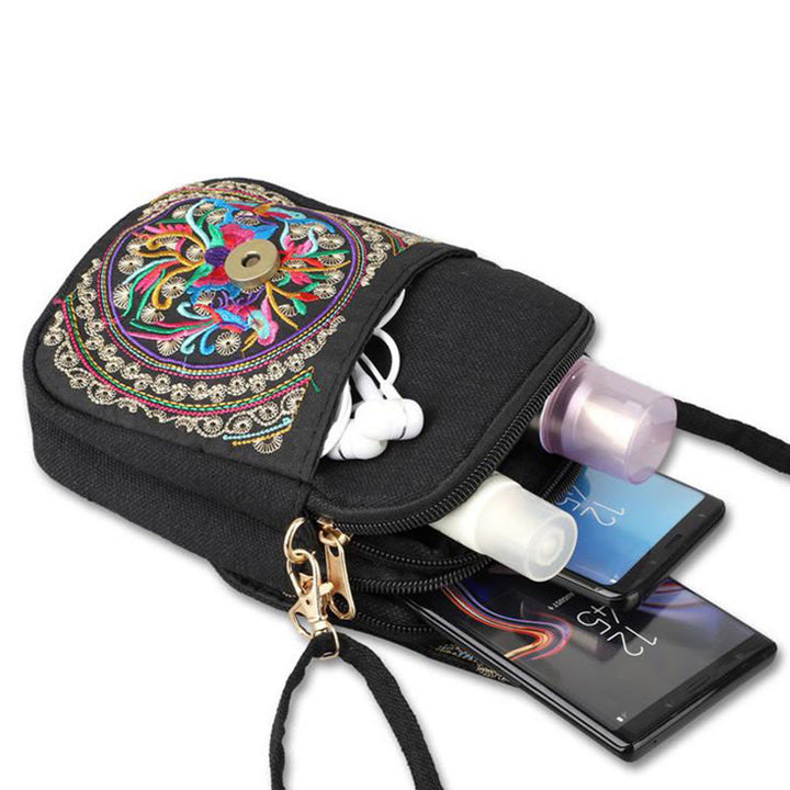 Buddha Stones Inula Flower Peony Ricamo Tela Shopping Borsa Borsa A Tracolla