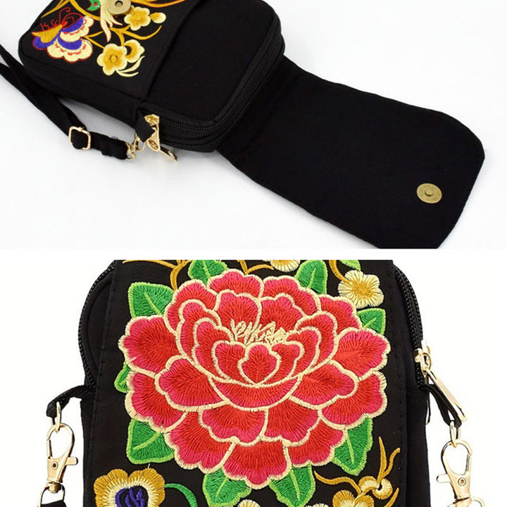 Buddha Stones Inula Flower Peony Ricamo Tela Shopping Borsa Borsa A Tracolla