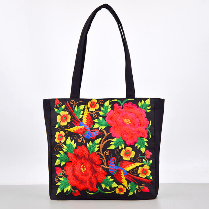 Buddha Stones Galsang Magpie Peony Camellia Chrysanthemum Ricamo Tela Shopping Borsa Borsa a mano Borsa a tracolla