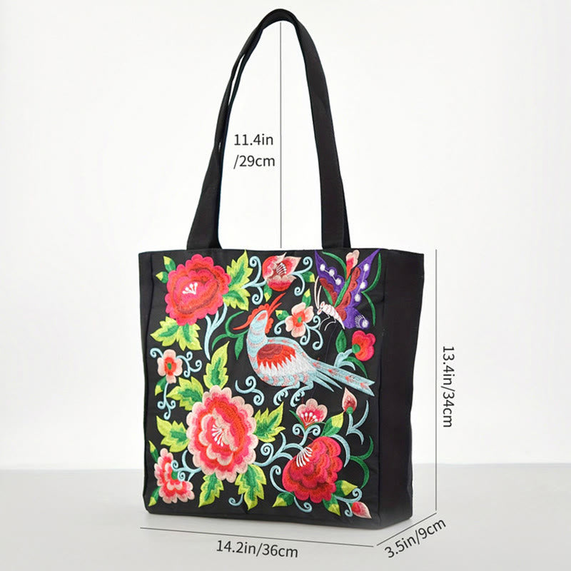 Buddha Stones Galsang Magpie Peony Camellia Chrysanthemum Ricamo Tela Shopping Borsa Borsa a mano Borsa a tracolla