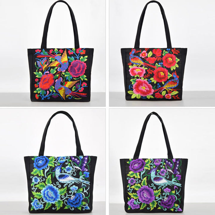 Buddha Stones Galsang Magpie Peony Camellia Chrysanthemum Ricamo Tela Shopping Borsa Borsa a mano Borsa a tracolla