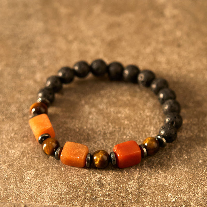 Buddha Stones Vari Cristalli Pietra lavica Bracciale Calma