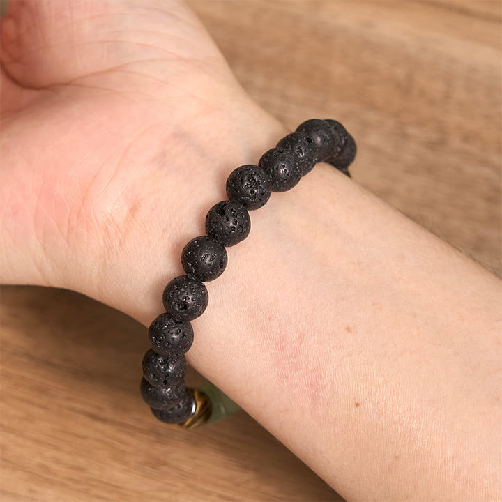 Buddha Stones Vari Cristalli Pietra lavica Bracciale Calma
