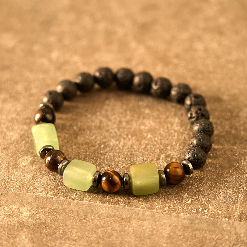 Buddha Stones Vari Cristalli Pietra lavica Bracciale Calma