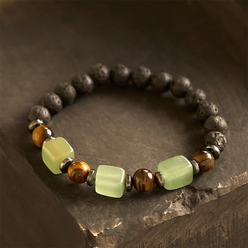 Buddha Stones Vari Cristalli Pietra lavica Bracciale Calma