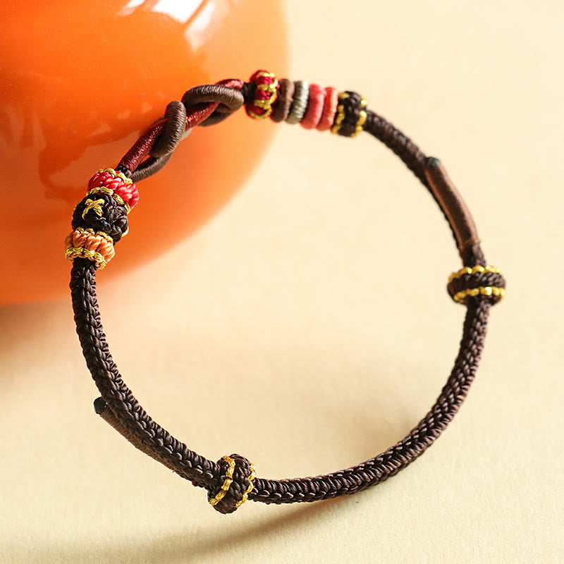 Braccialetto di protezione con corda intrecciata a forma di lingotto fatto a mano con Buddha Stones