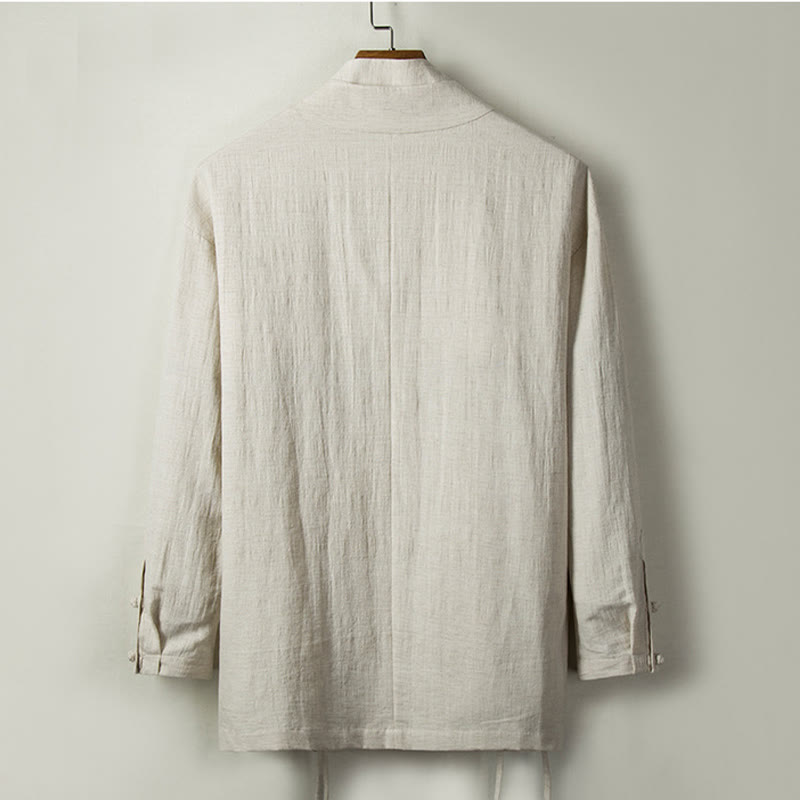 Buddha Stones Autunno Cinese Hanfu Cotone Lino Uomo Giacca Abbigliamento - image 8