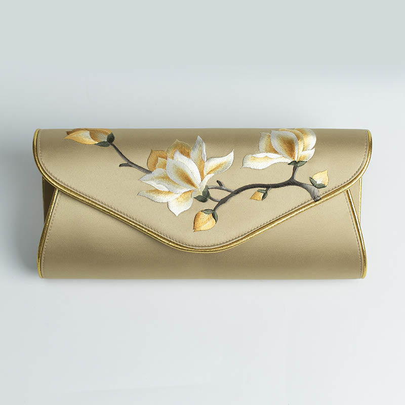 Buddha Stones Magnolia Su Ricamo Borsa da sposa Borsa a tracolla Borsa a mano