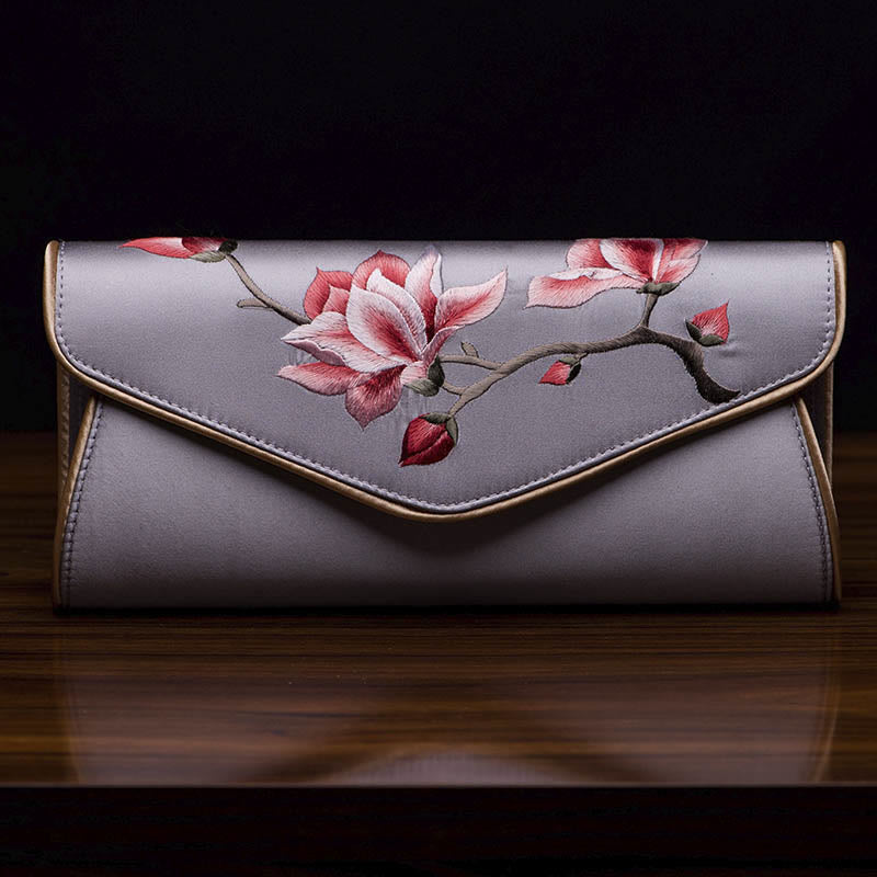 Buddha Stones Magnolia Su Ricamo Borsa da sposa Borsa a tracolla Borsa a mano