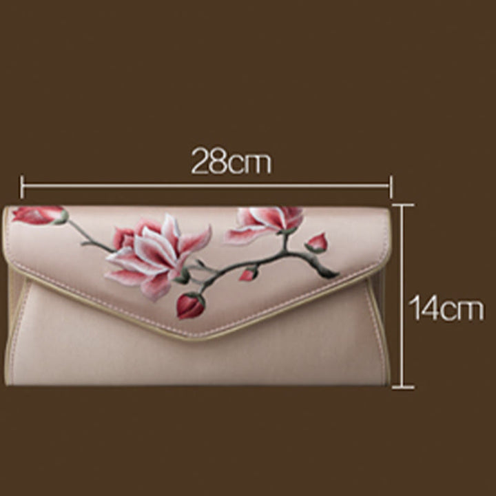 Buddha Stones Magnolia Su Ricamo Borsa da sposa Borsa a tracolla Borsa a mano