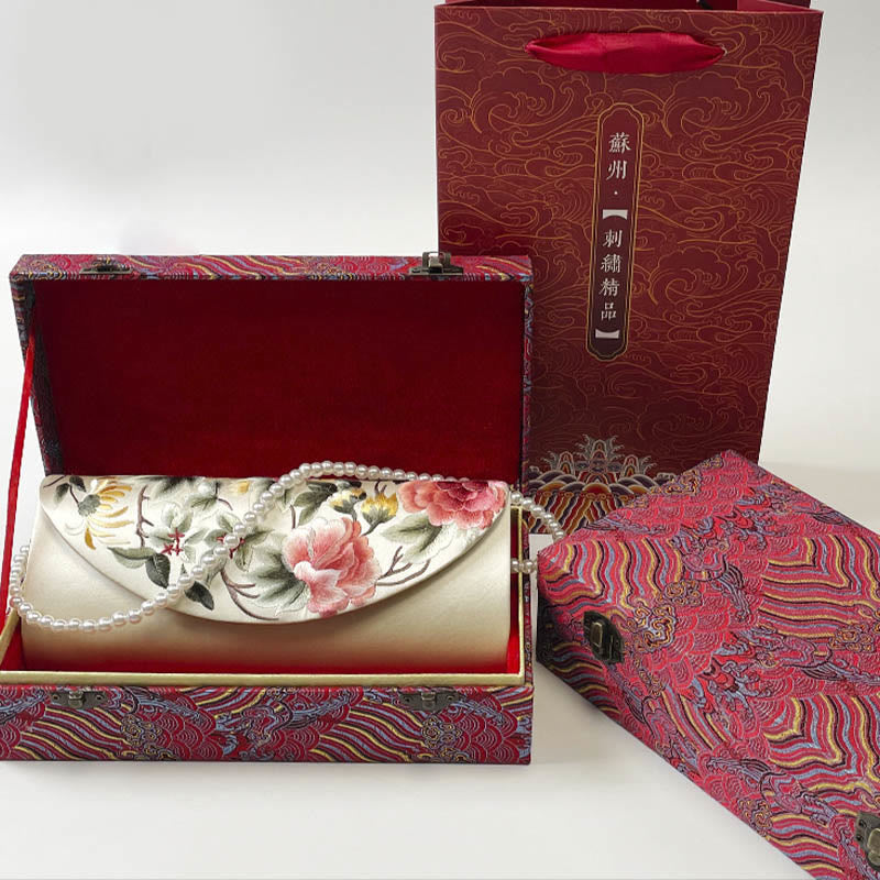 Borsa a tracolla per lo shopping da sposa con ricamo Buddha Stones Su