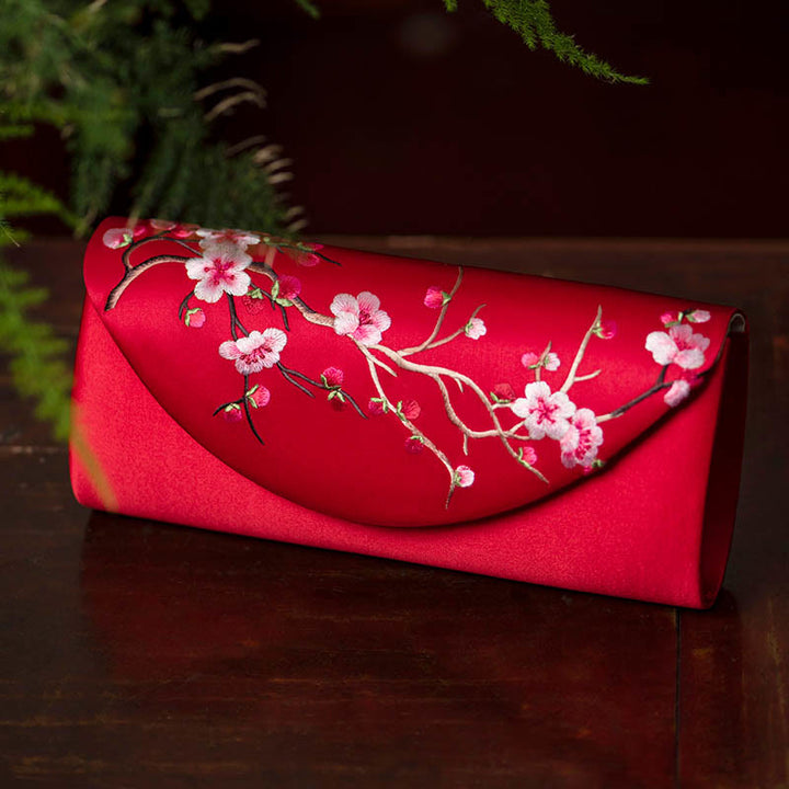 Buddha Stones Plum Bossom Tulipano Su Ricamo Borsa da sposa Borsa a tracolla Borsa a mano